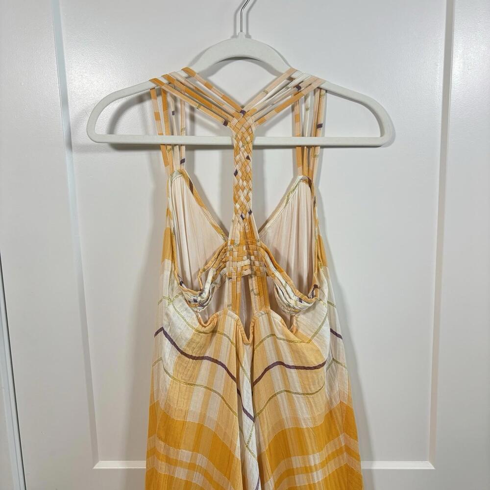 HOLDING HORSES Anthropologie Clementine Maxi Plaid Gauze Dress Sz M - Picture 5 of 8